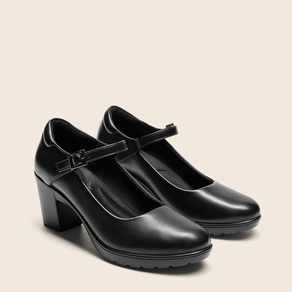 Dream Pairs Black Chunky Heel Mary Janes